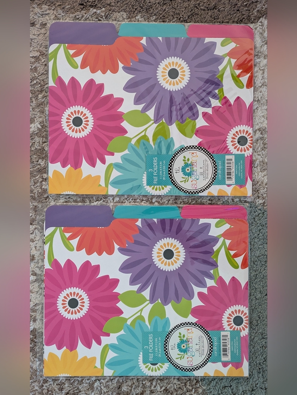 The Sugarland Collection File Folders New Total of 6 Folders Plus Sticky Notes